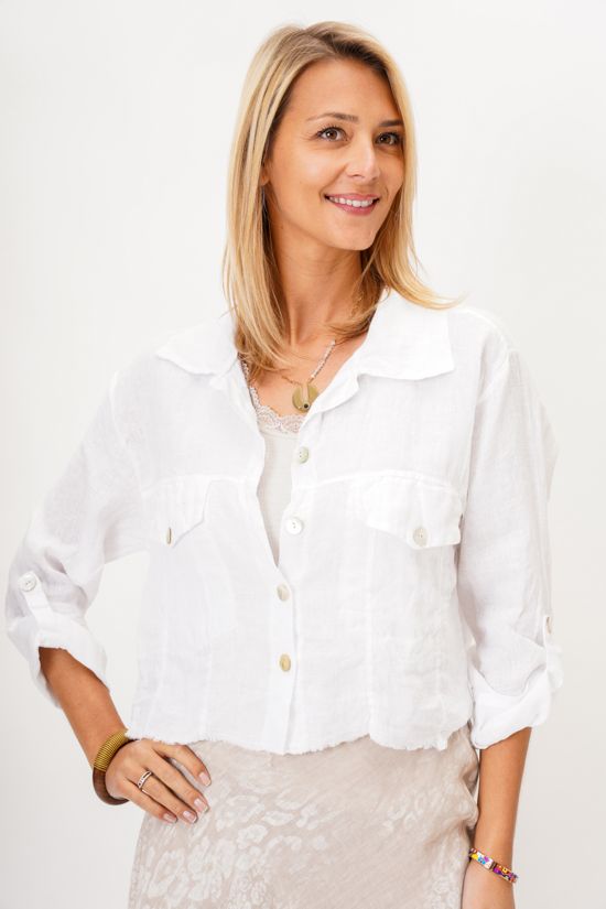 Look Mode Short Linen Jacket