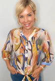 Ethyl tie waist print top