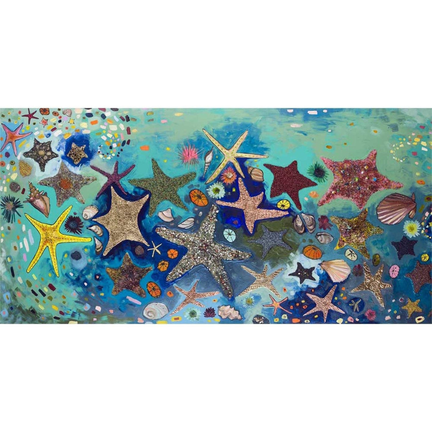 Metallic Starfish Canvas Wall Art