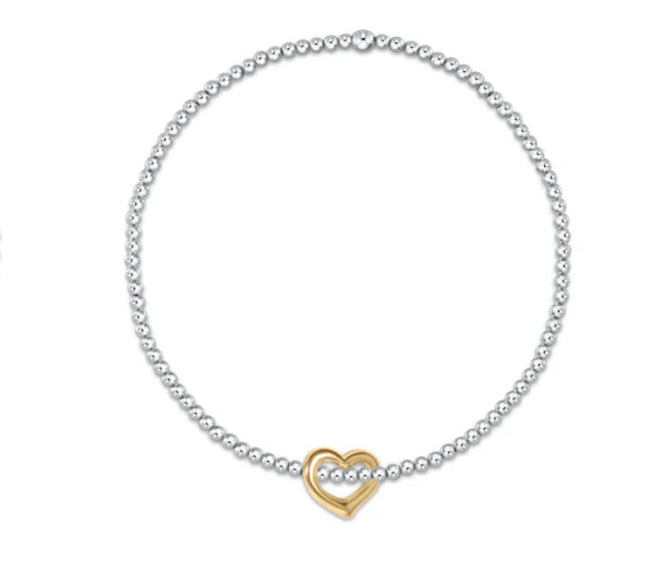 E Newton Classic Silver 2.5MM Bead Bracelet extends Heart