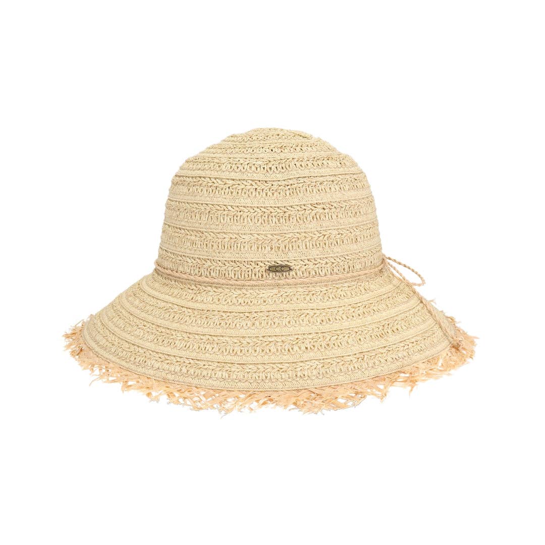 Fringe Trim Cloche C.C Sun Hat
