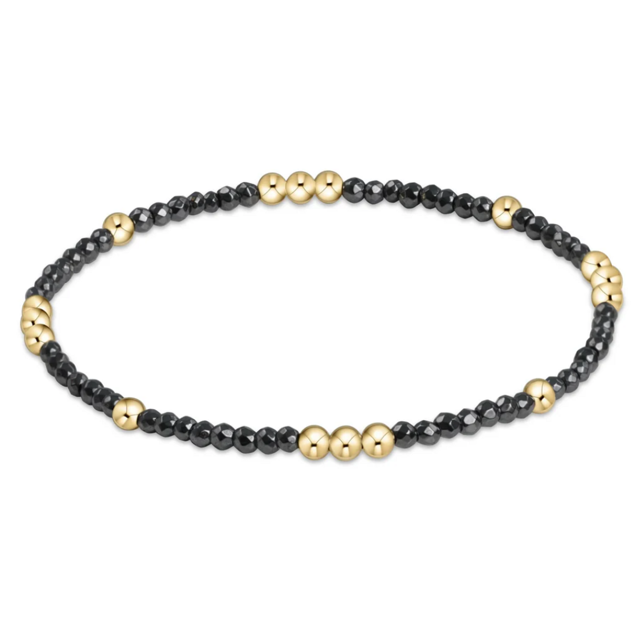 E Newton Worthy Pattern 2MM Bead Bracelet Hematite