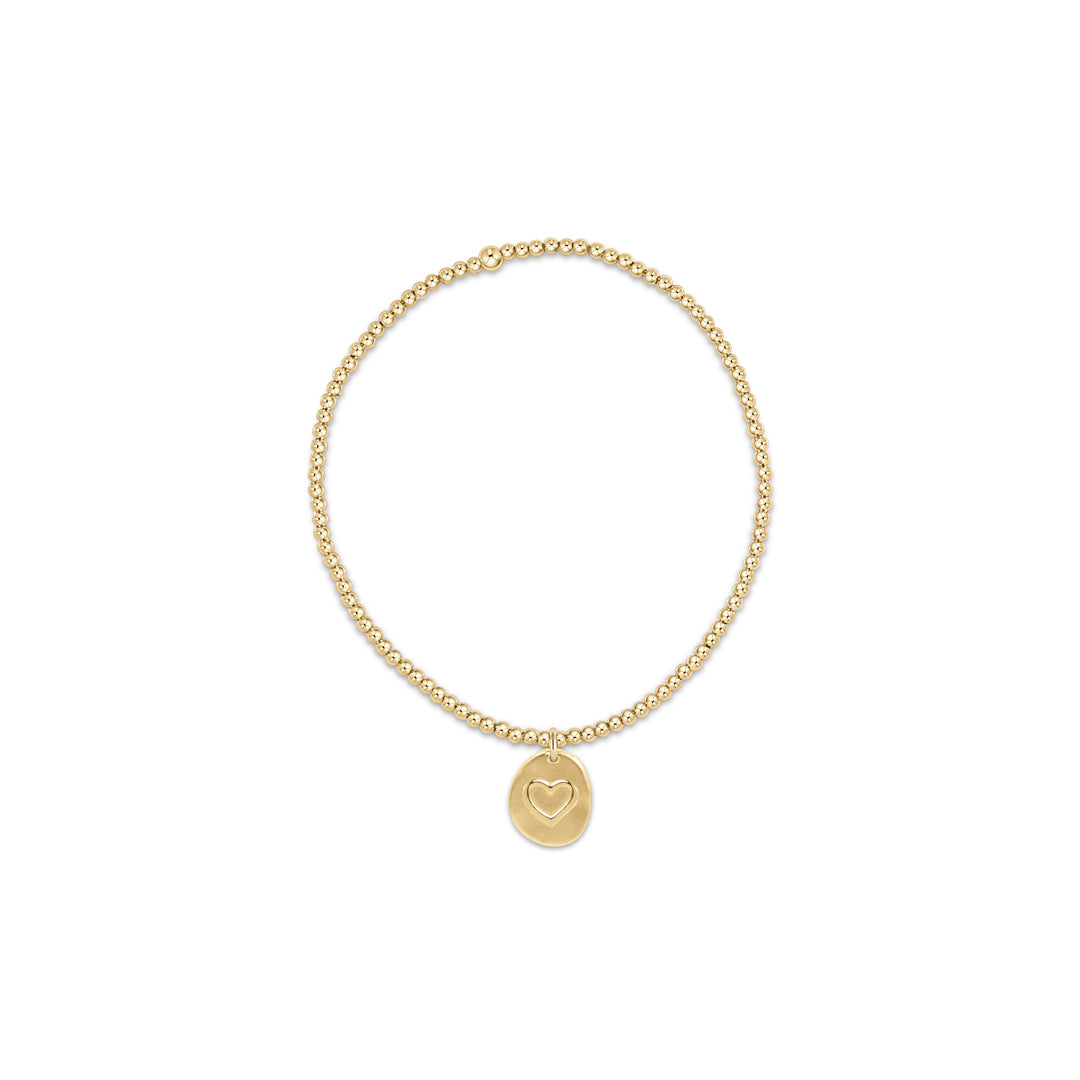 E Newton Classic Gold 2mm Bead Bracelet Inspire Love Small Gold Charm