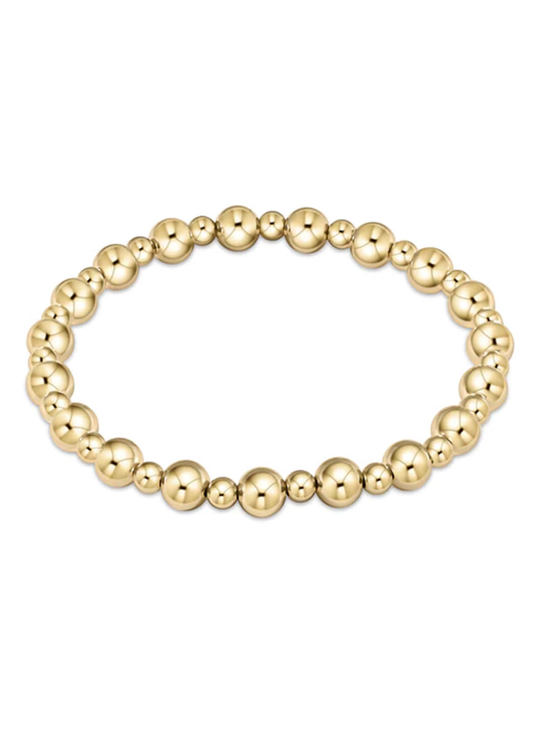 E Newton Extends Classic Grateful Pattern 6MM Bead Bracelet Gold