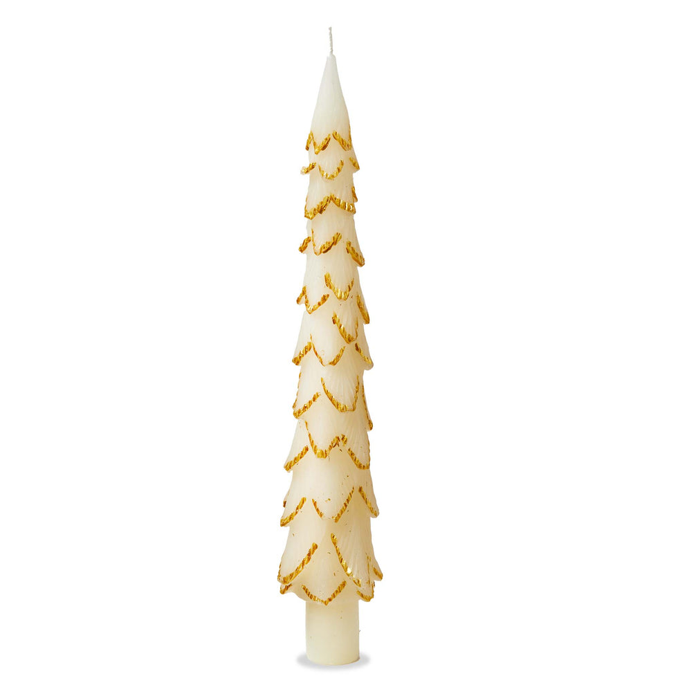 Gilded Pine Tree Taper Candle Set