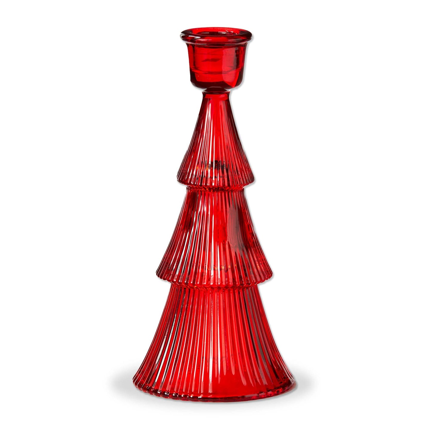 Glass Ribbed Tree Taper Holder