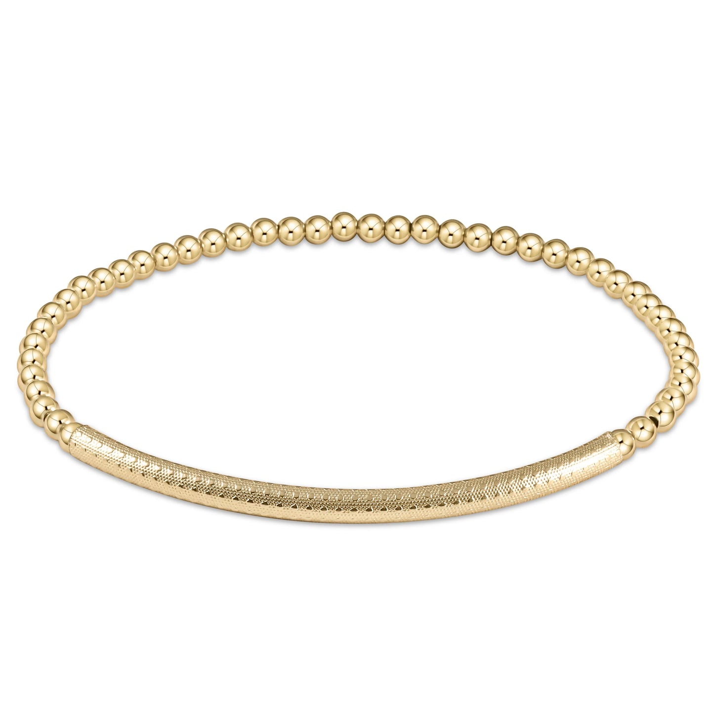 E Newton Bliss Bar Gold Pattern 3MM Bead Bracelet Gold