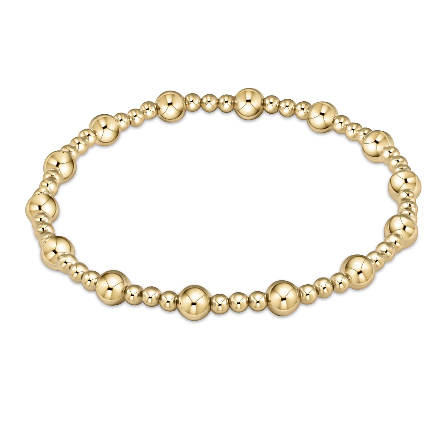 E Newton Classic Sincerity Pattern 5MM Bead Bracelet Gold