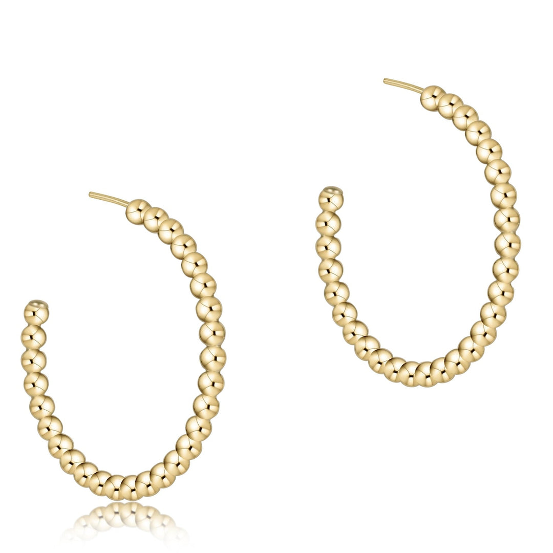 E Newton Beaded Classic 1.25" Post Hoop -3mm Gold