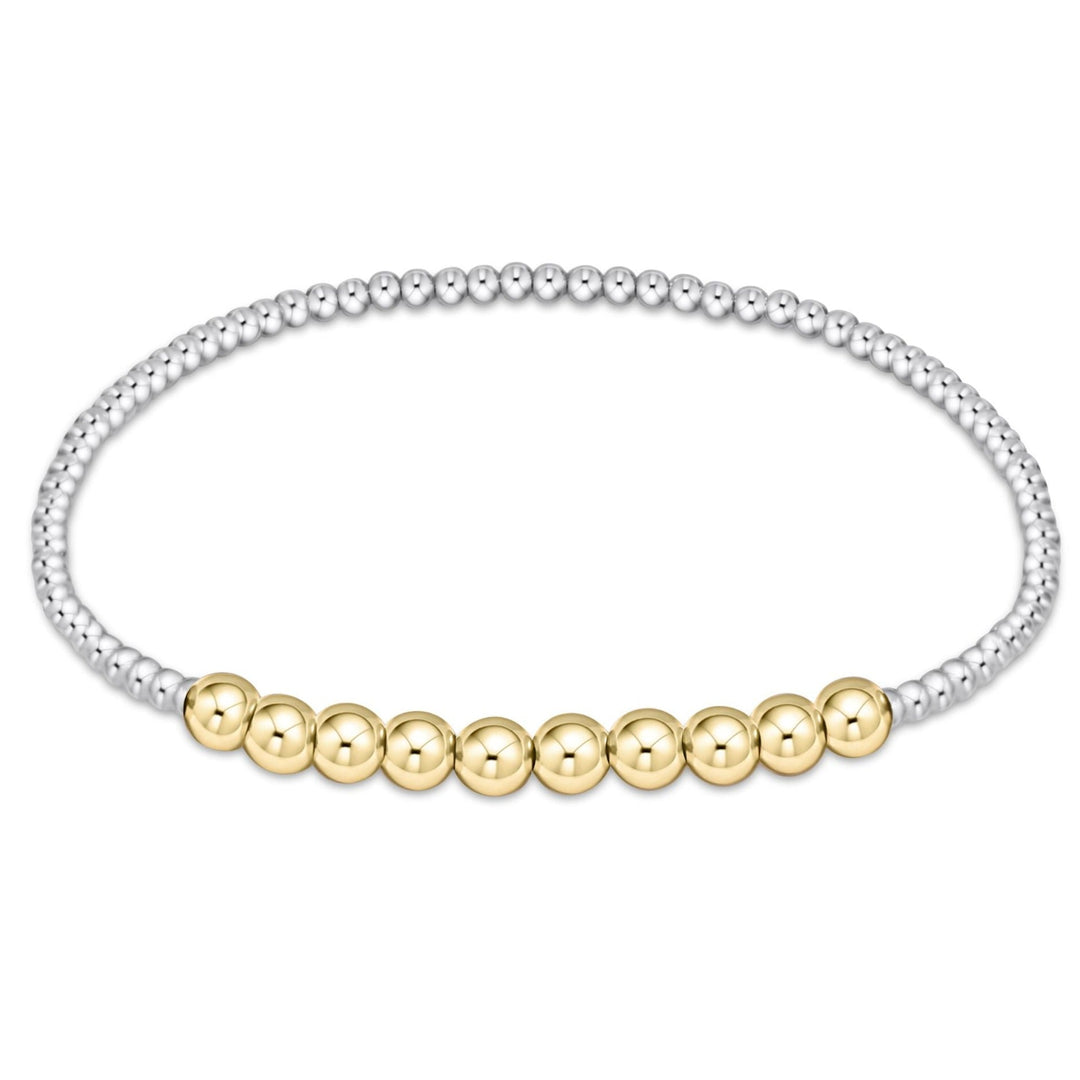 E Newton Classic Bliss Pattern 2mm Bead Bracelet 4mm Mixed Metal
