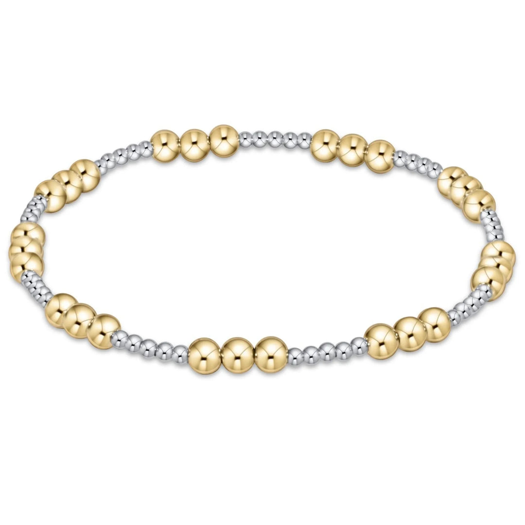 E Newton Classic Joy Pattern 4mm Bread Bracelet Mixed Metal