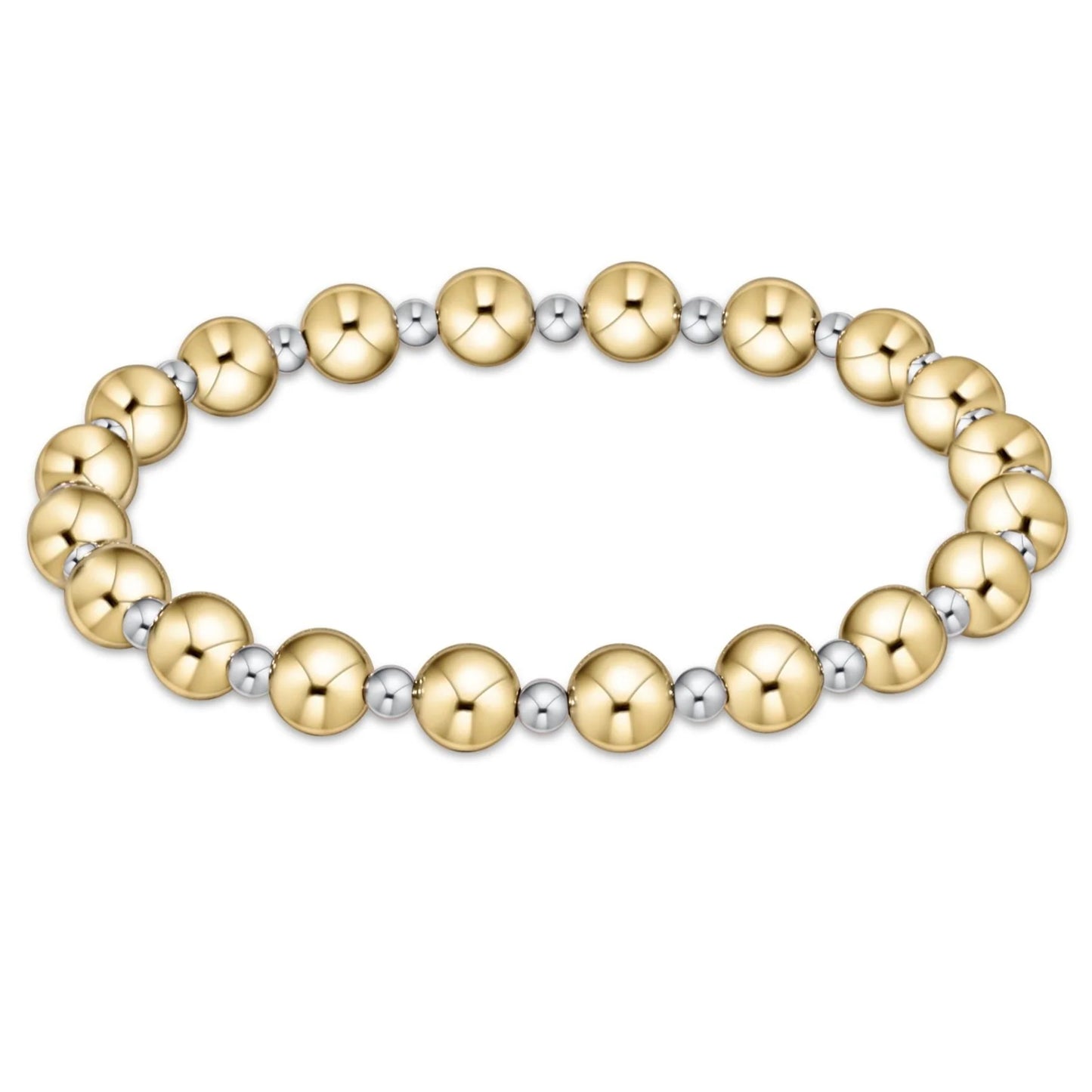 E Newton Classic Grateful Pattern 6mm Bead Bracelet Mixed Metal