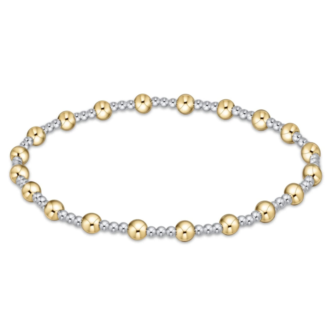 E Newton Classic Sincerity Pattern 4mm Bead Bracelet Mixed Metal
