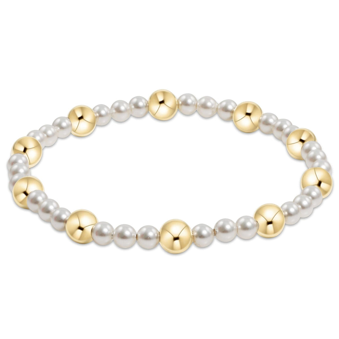 E Newton Pearl Sincerity Pattern 4mm Bead Bracelet 6mm Gold