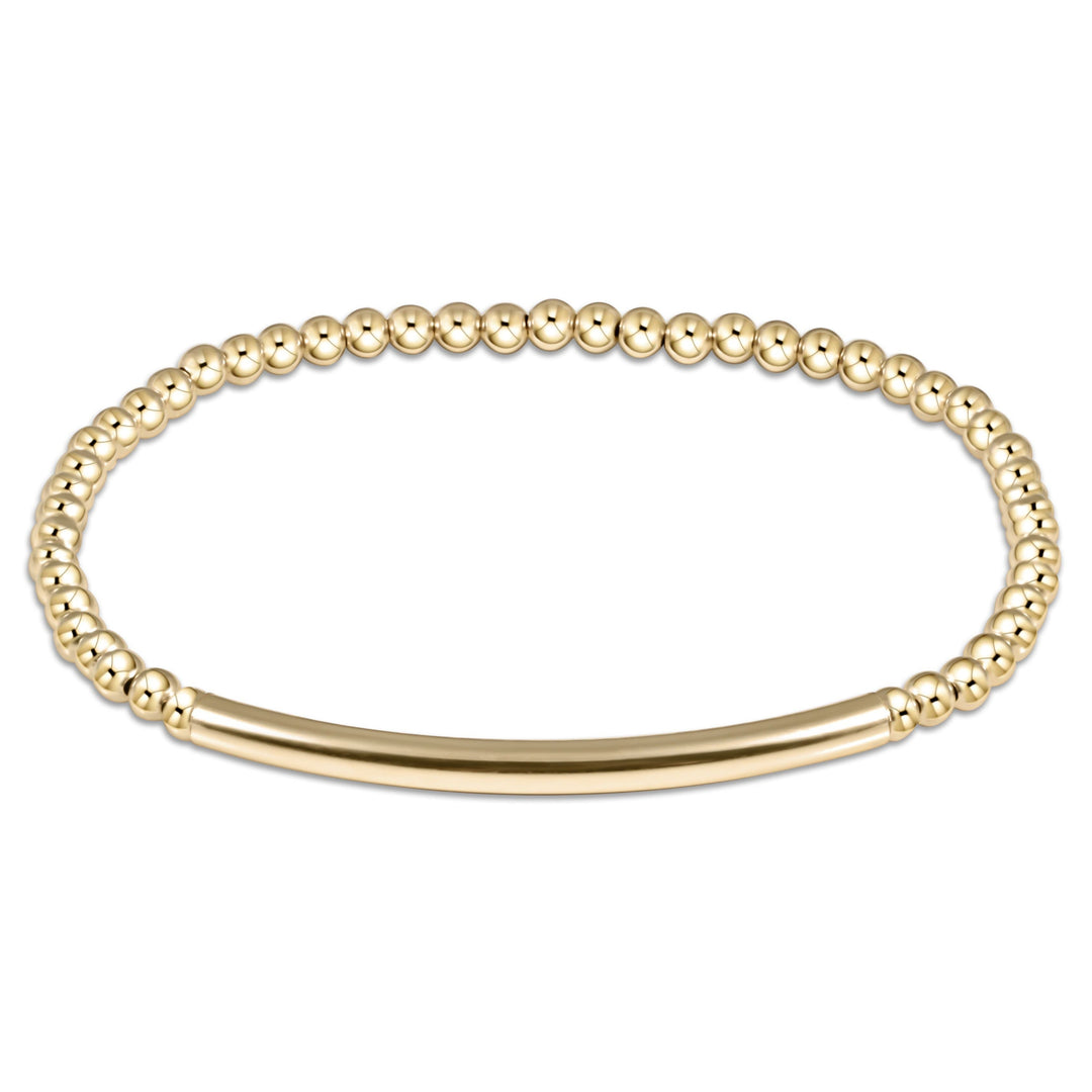 E Newton Classic Gold 3mm Bead Bracelet Bliss Bar Smooth