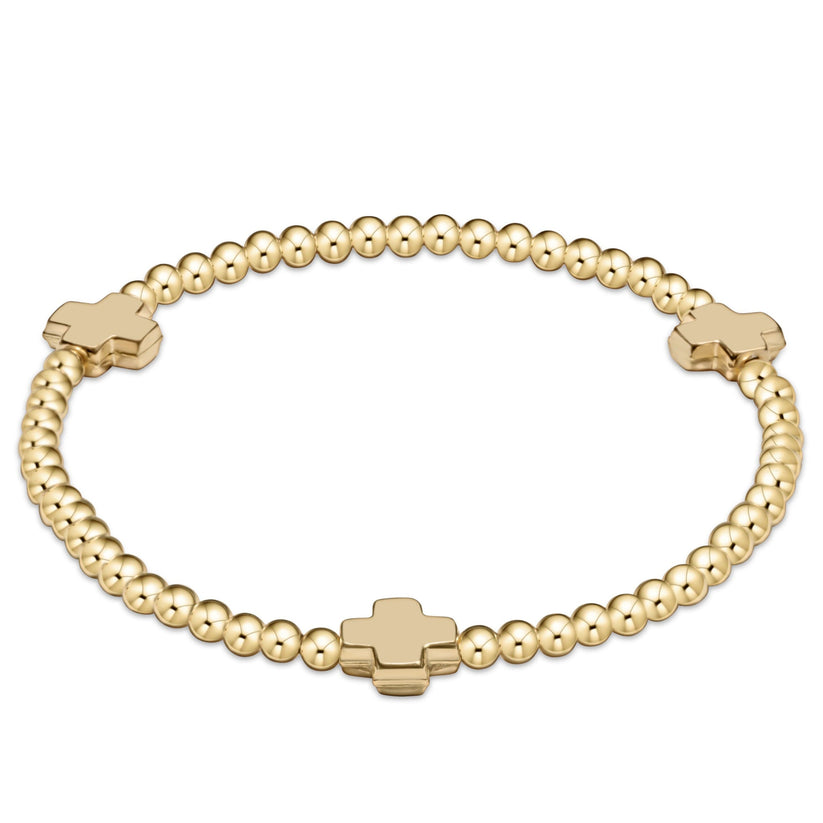 E Newton gold 3mm with cross beads extended