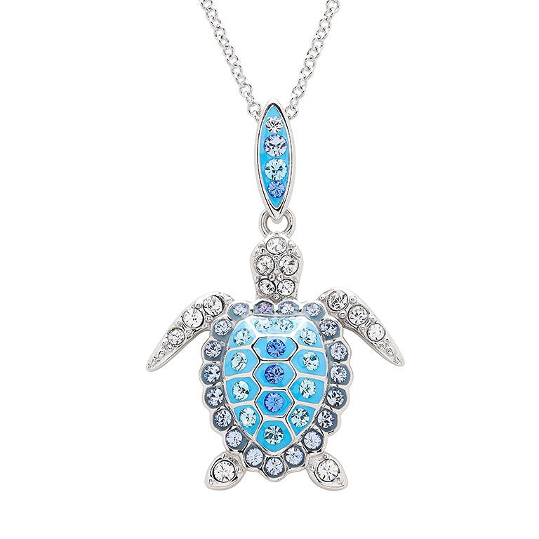 Sterling Silver Crystal Turtle Necklace