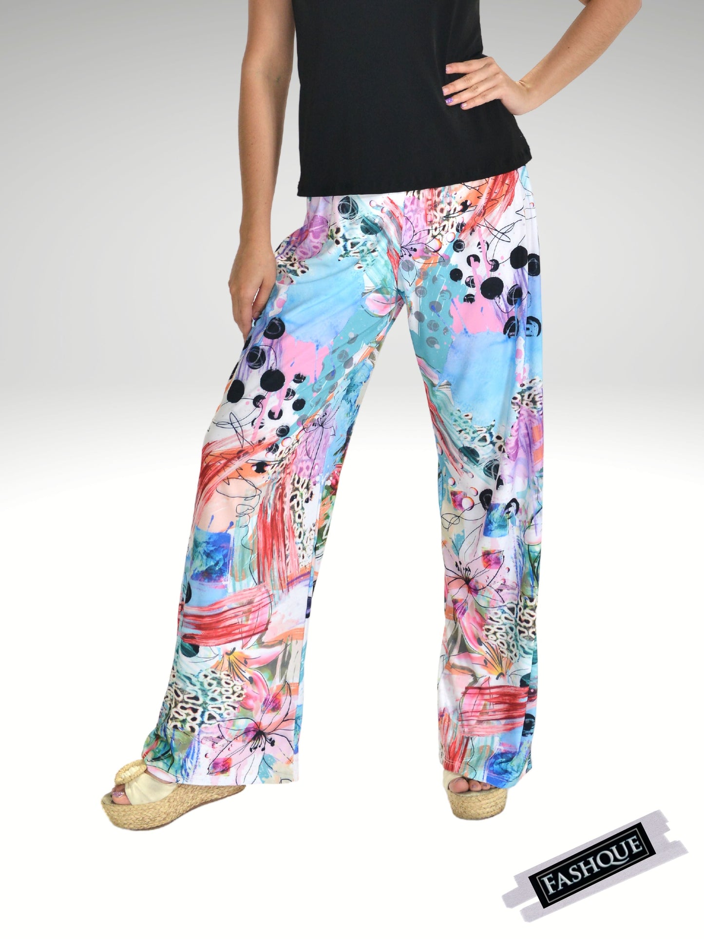 Fashque Palazzo Print Pant