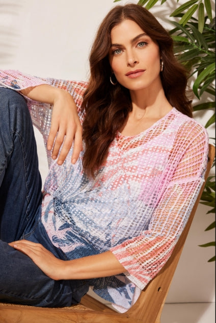 Charlie B Crochet Fishnet Sweater