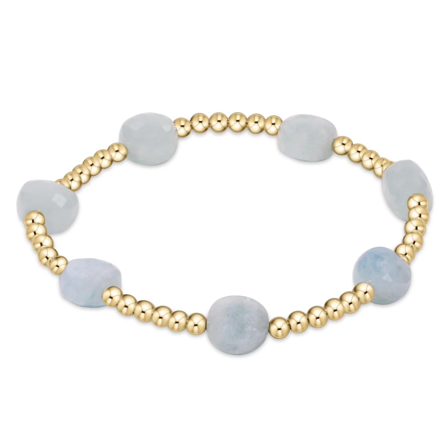 E Newton Admire Gold 3MM Bead Bracelet Aquamarine