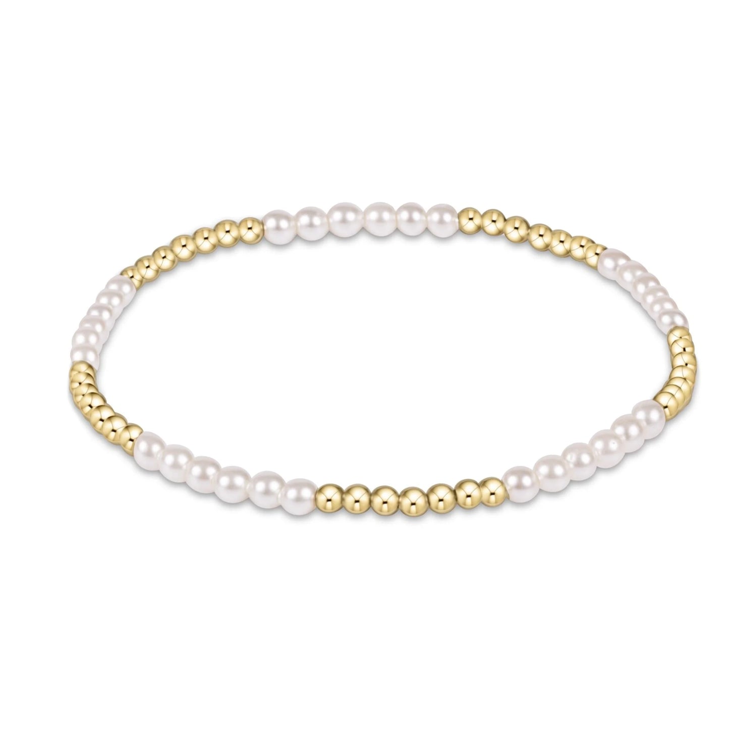 E Newton Classic Blissful Pattern 2.5mm Bead Bracelet 3mm Pearl