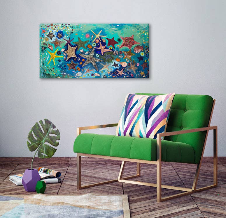 Metallic Starfish Canvas Wall Art