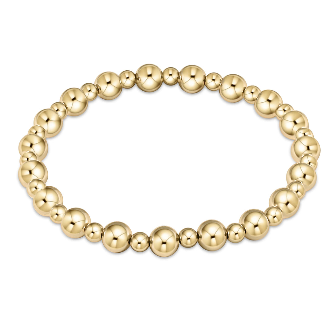 E Newton Classic Grateful Pattern 6MM Bead Bracelet Gold