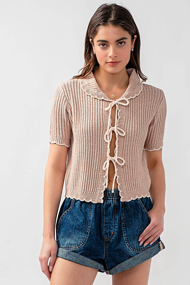 Ruffled Collar Knit Sweater