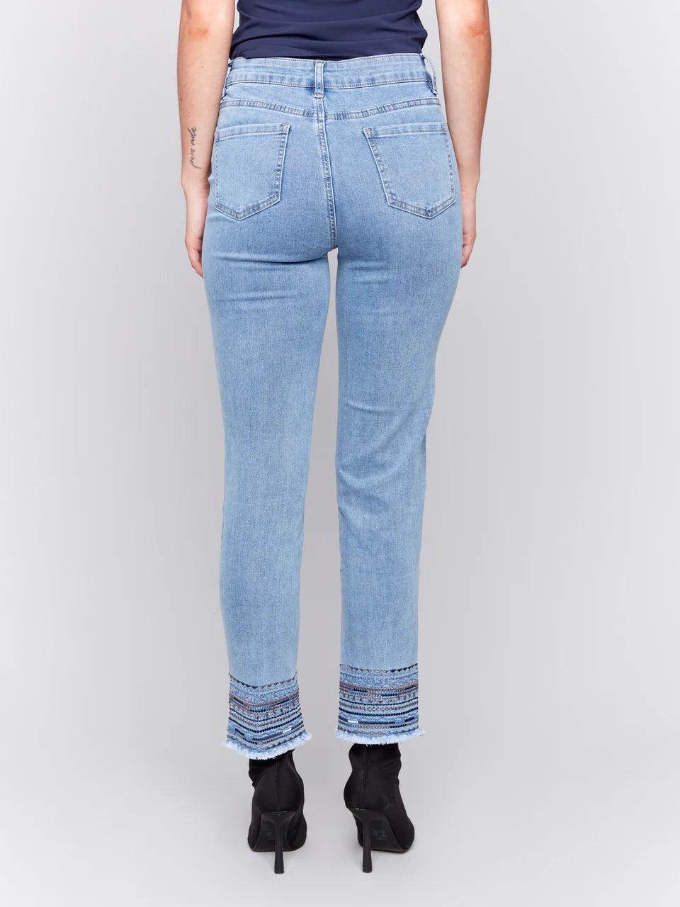 Charlie B Embroidered Hem Jean