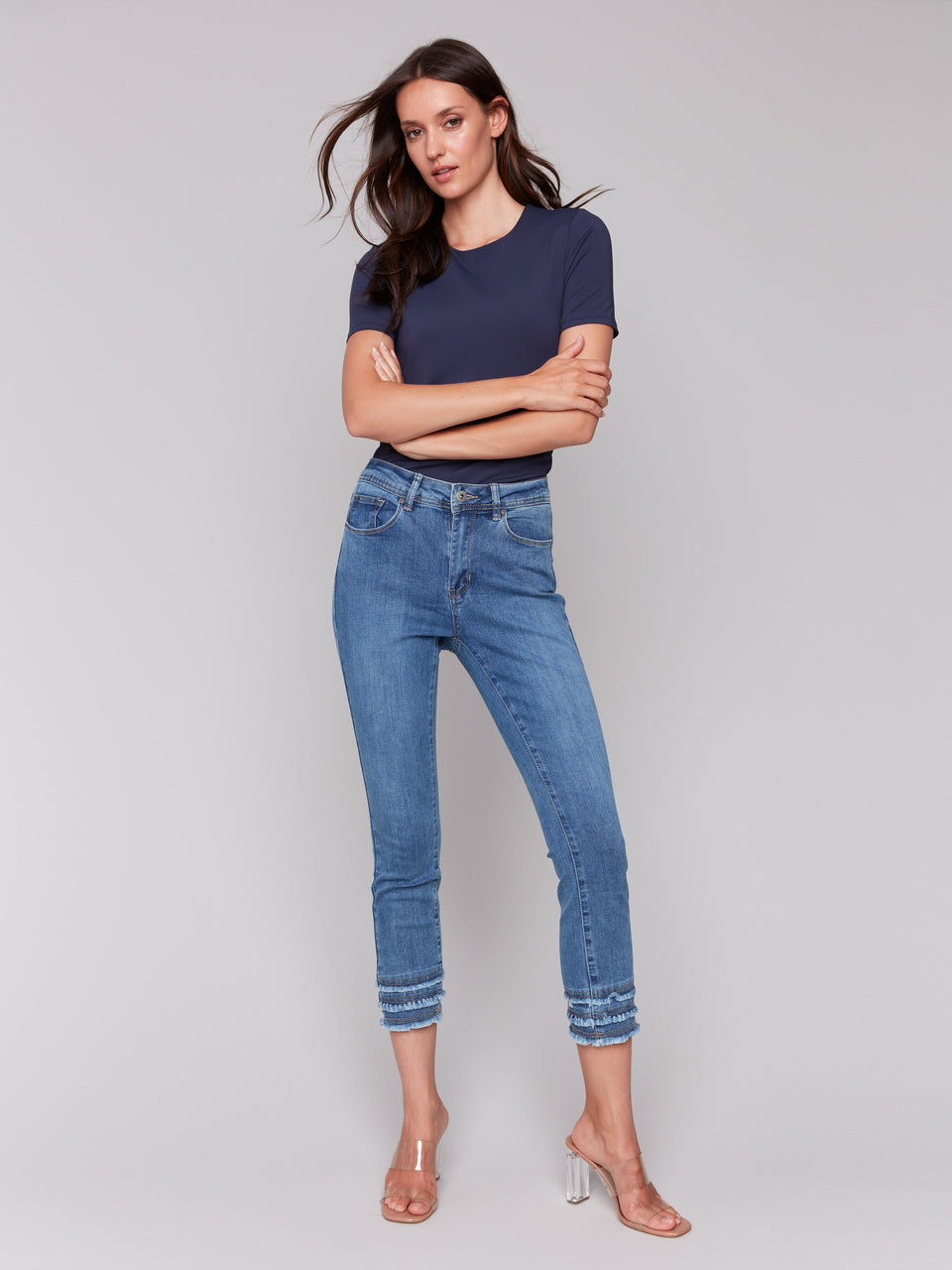 Charlie B frayed hem ankle Jeans