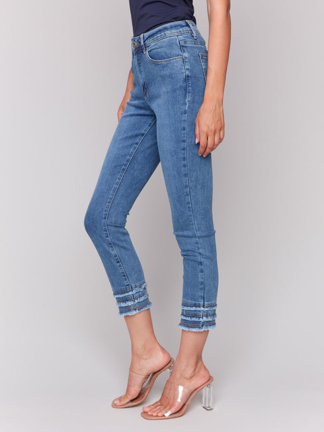 Charlie B frayed hem ankle Jeans