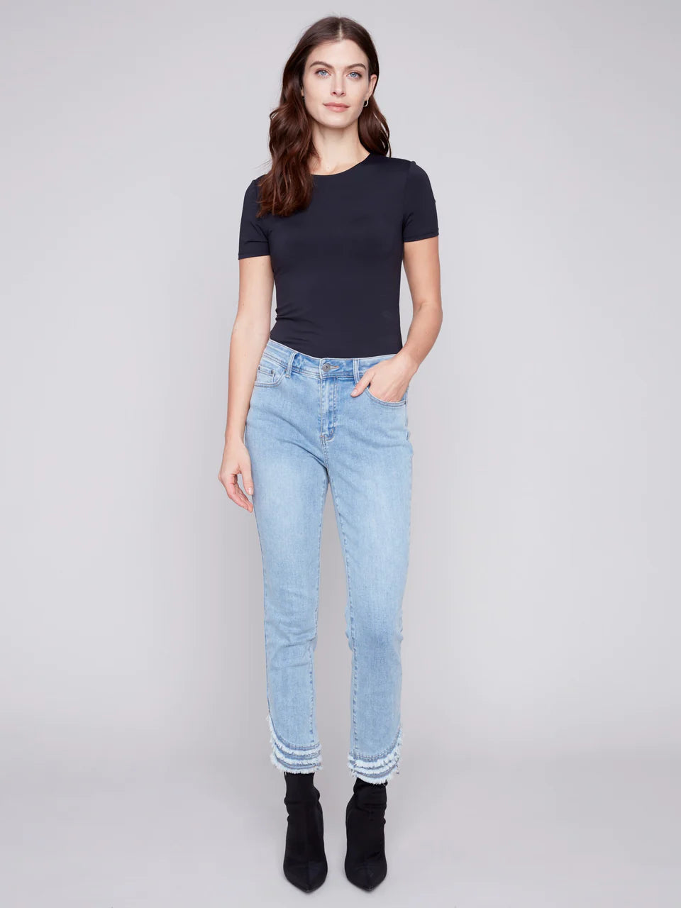 Charlie B Frayed Hem Jeans