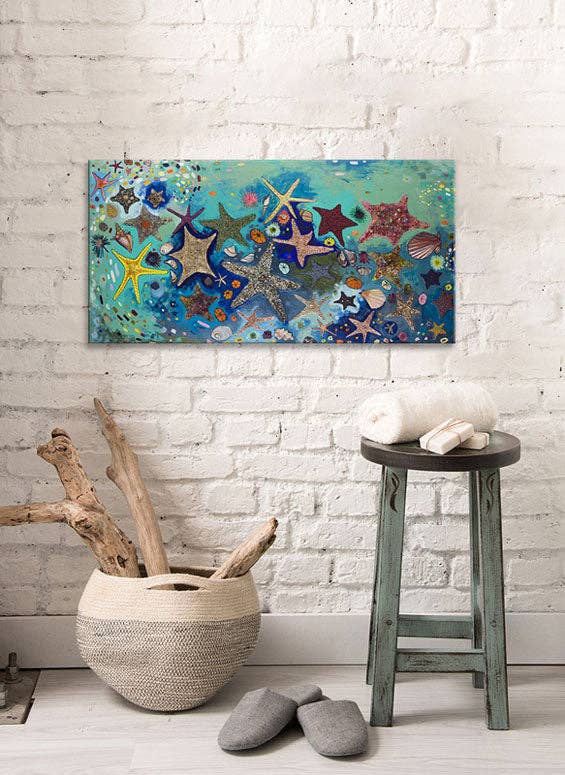 Metallic Starfish Canvas Wall Art