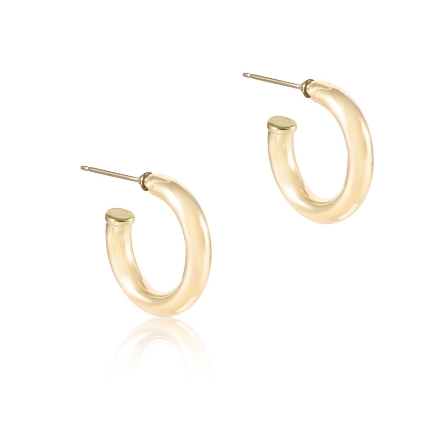 E Newton Round Gold 1" Post Hoop - 4mm Smooth