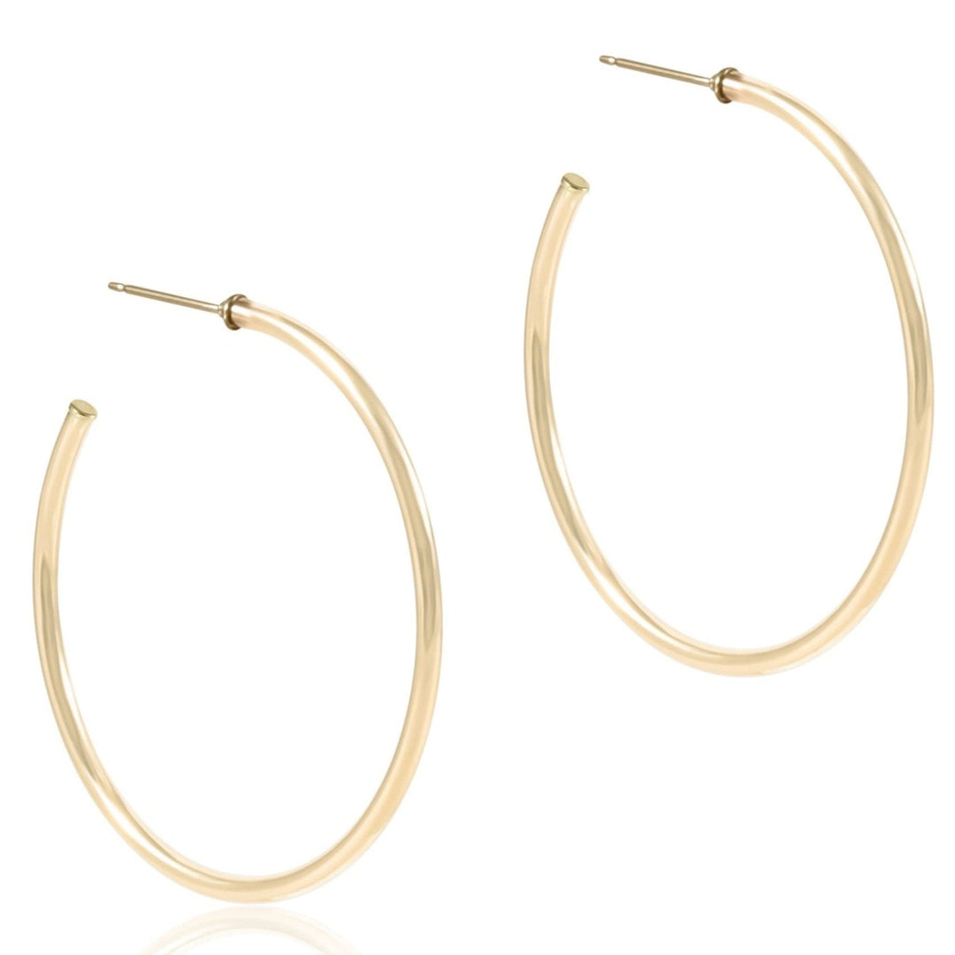E Newton Round Gold 1.75" Post Hoop 2mm Smooth