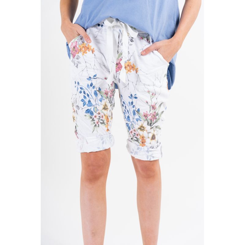 Look Mode Flower Print Shorts