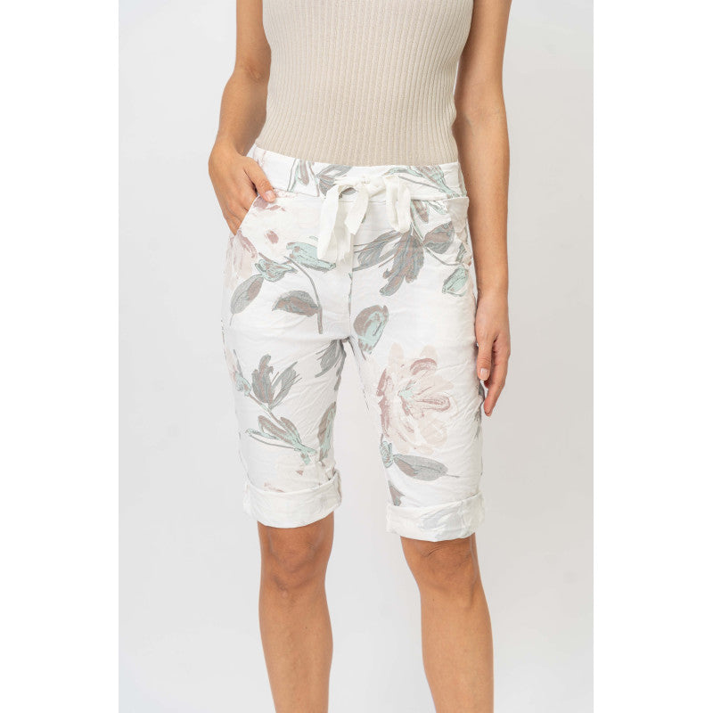 Look Mode Flower Print Shorts