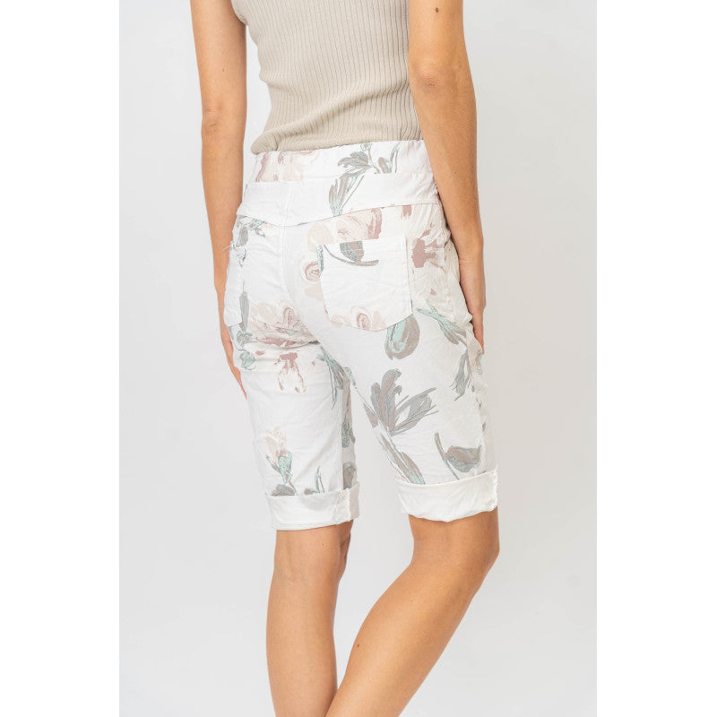 Look Mode Flower Print Shorts