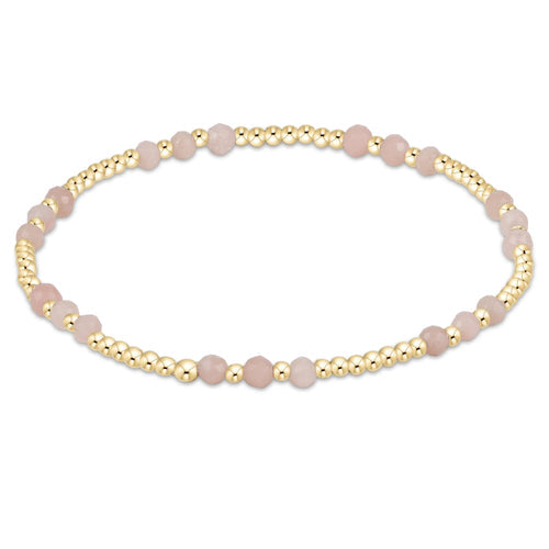 E Newton Gemstone Gold Joy Pattern 3mm Bead Bracelet - Pink Opal