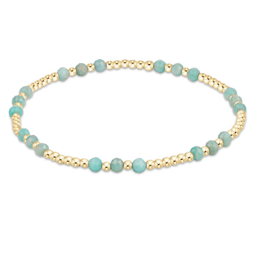 E Newton Gemstone Gold Joy Pattern 3mm Bead Bracelet - Amazonite