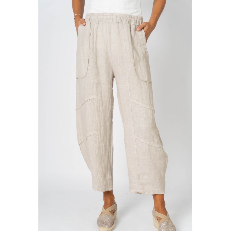 Look Mode Linen pant raw edge