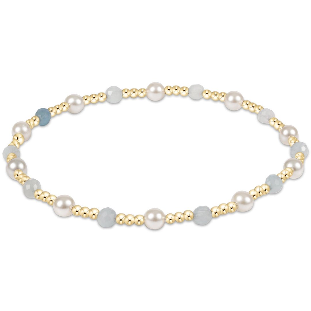 E Newton Pearl Sincerity Pattern 4mm Bead Bracelet Aquamarine