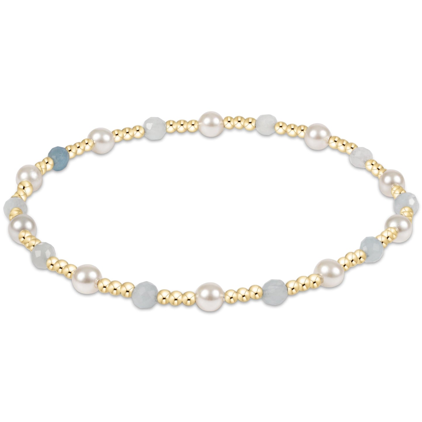 E Newton Pearl Sincerity Pattern 4mm Bead Bracelet Aquamarine