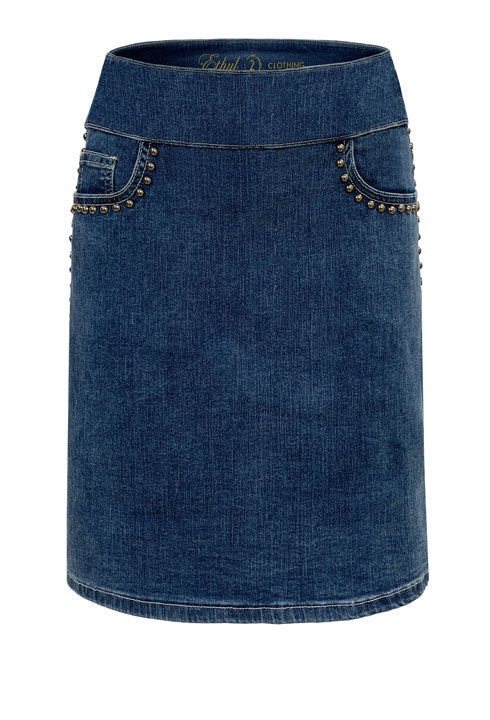 Ethyl Skirt Denim with Rivets