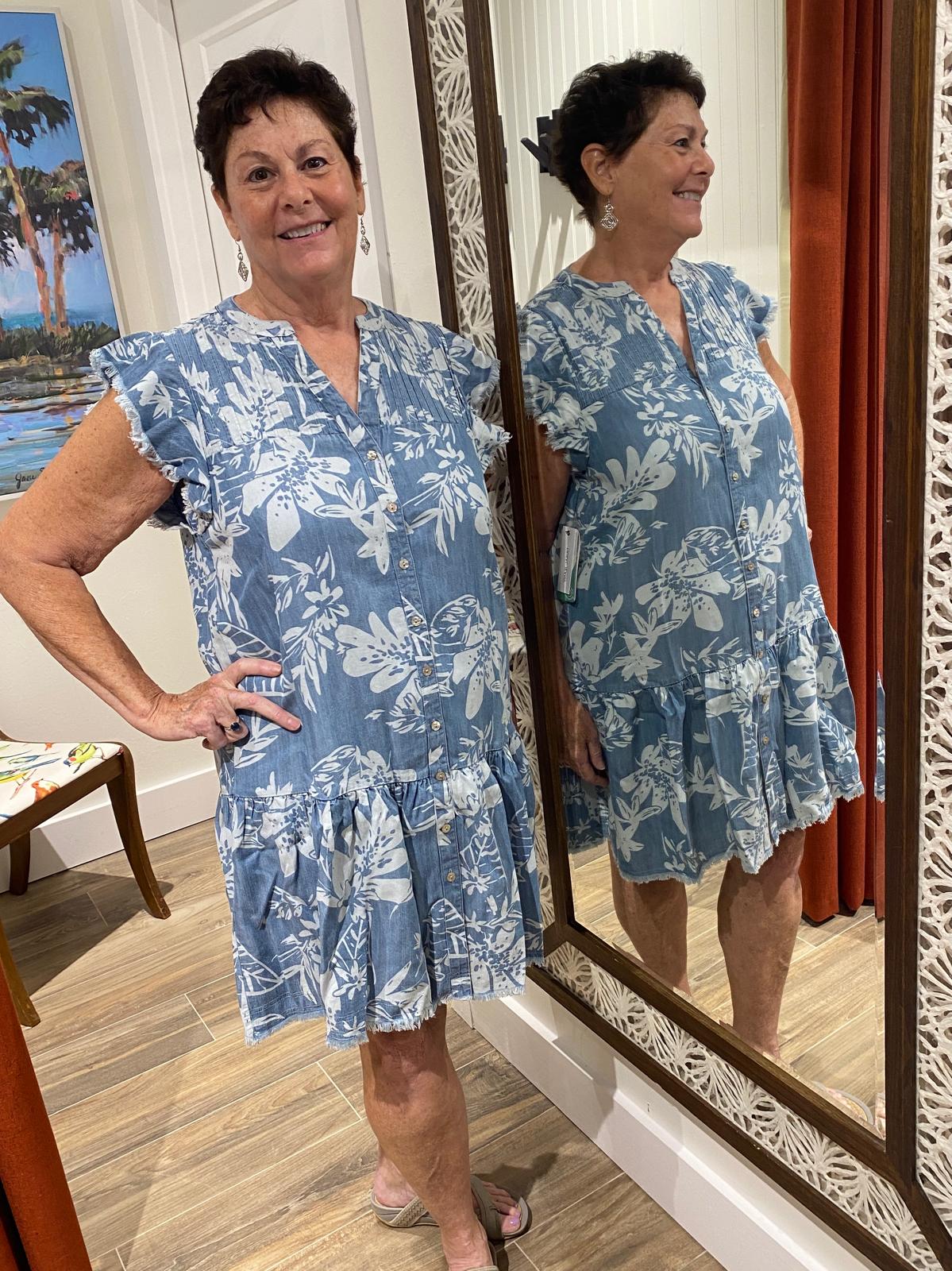 Tribal Ruffle Sleeve Button Down Dress