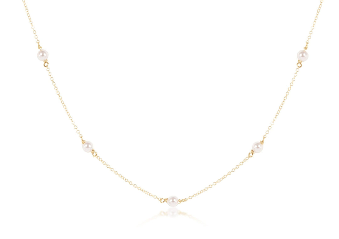 E Newton Choker Simplicity Chain Sterling 4MM Pearl 17"