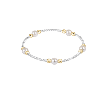 E Newton Purpose Pearl 6mm Bead Bracelet Mixed Metal