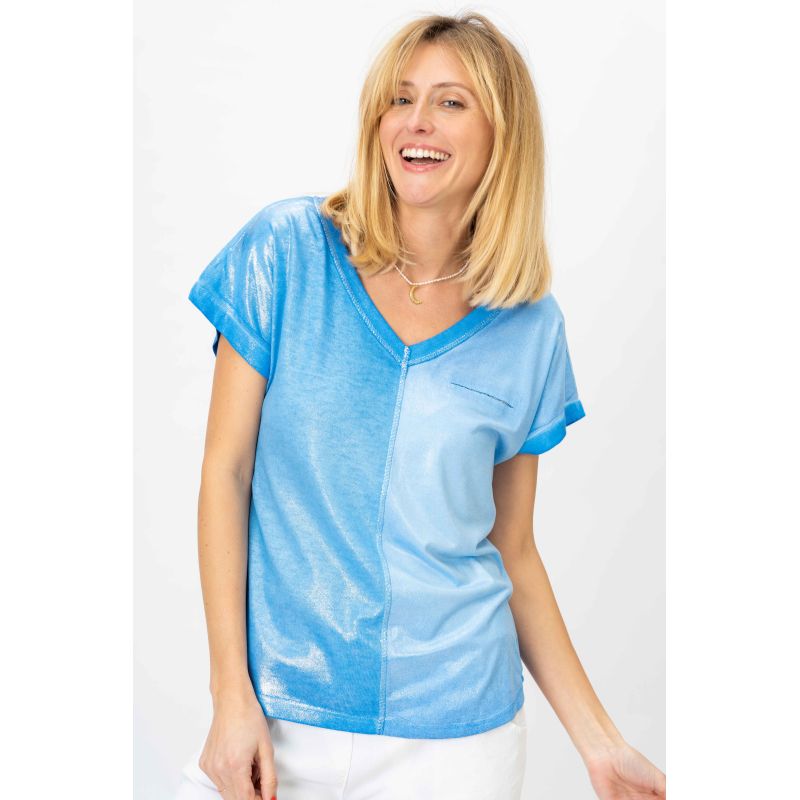 Look Mode Shimmer Tee V-Neck