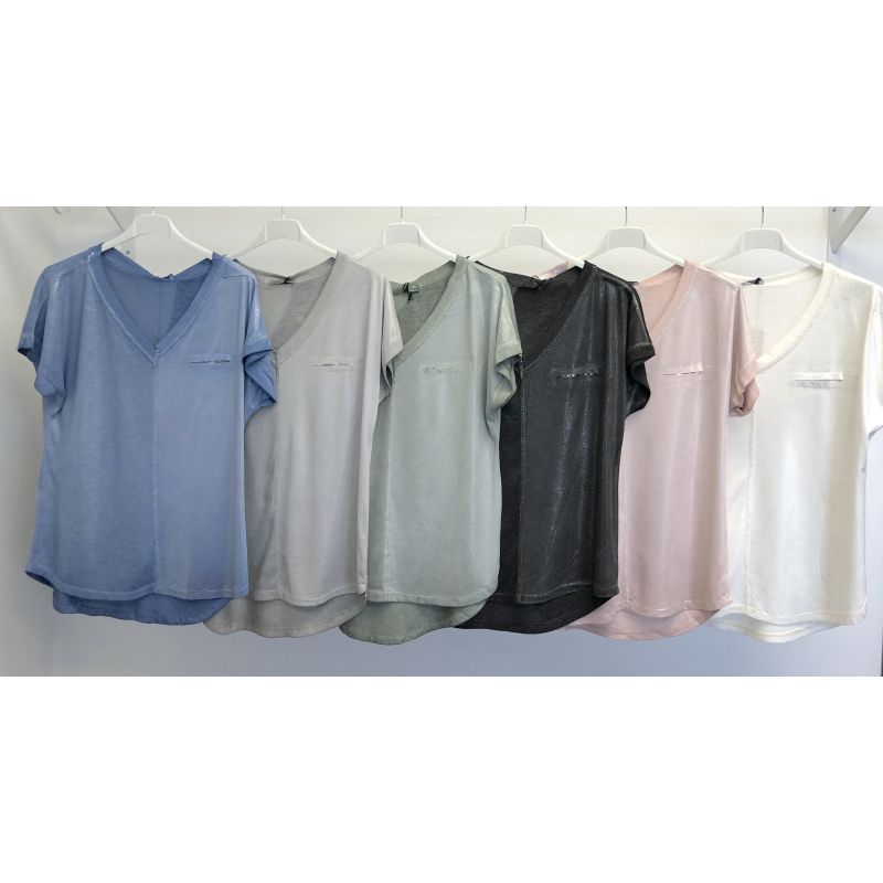 Look Mode Shimmer Tee V-Neck
