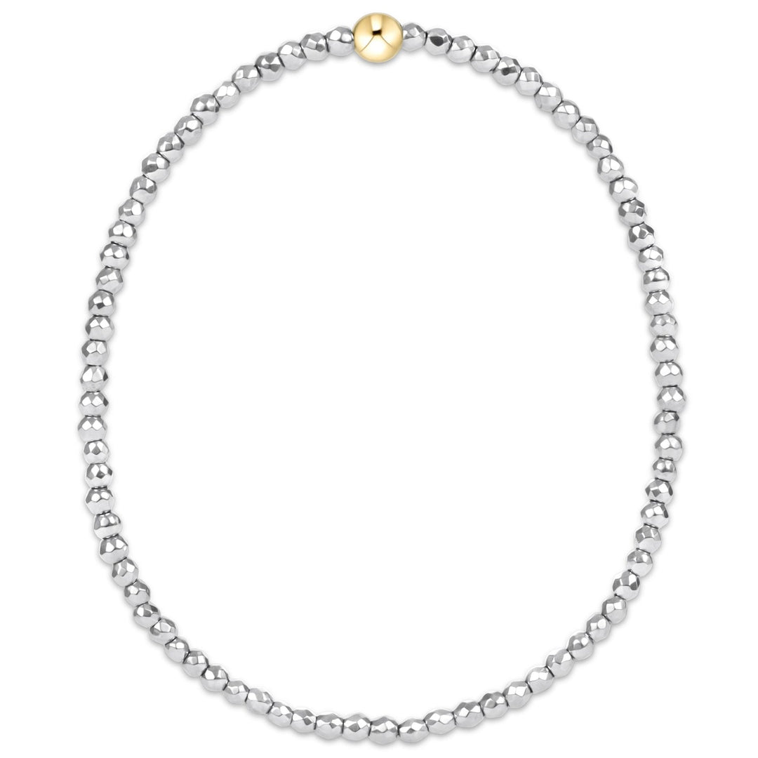 E Newton Silver Faceted Hematite 2mm Bead Bracelet